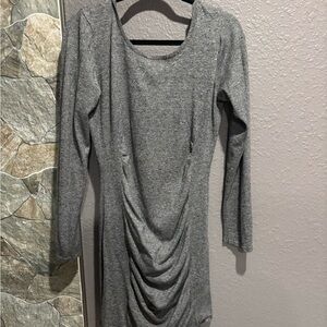 Express Elegant Gray Long Sleeve Dress